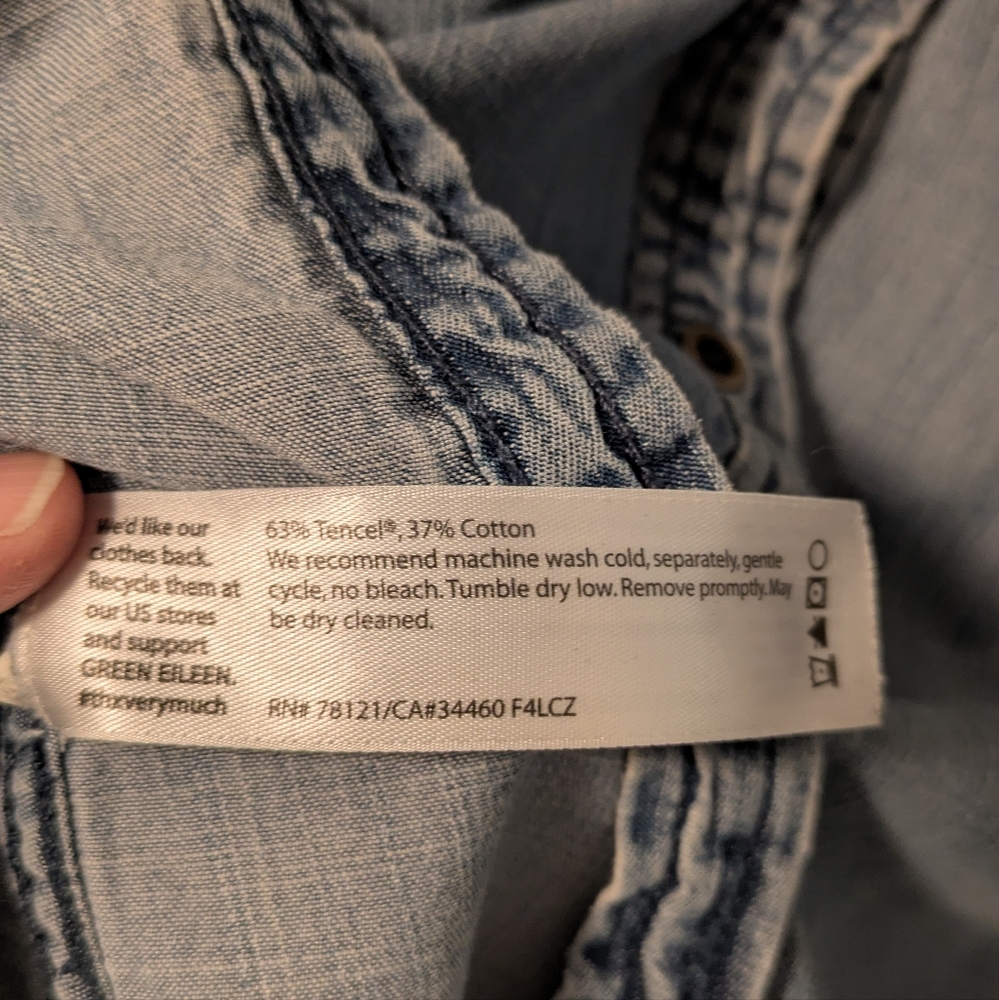 Eileen Fisher Blue Denim Shirt - Picture 4 of 4